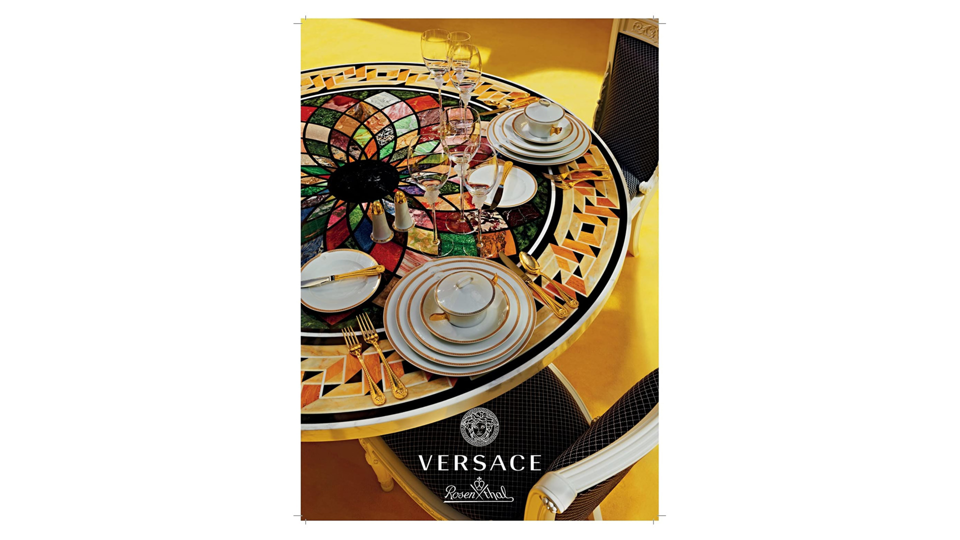 Чашка суповая с блюдцем Rosenthal Versace Золотой меандр 300 мл, фарфор
