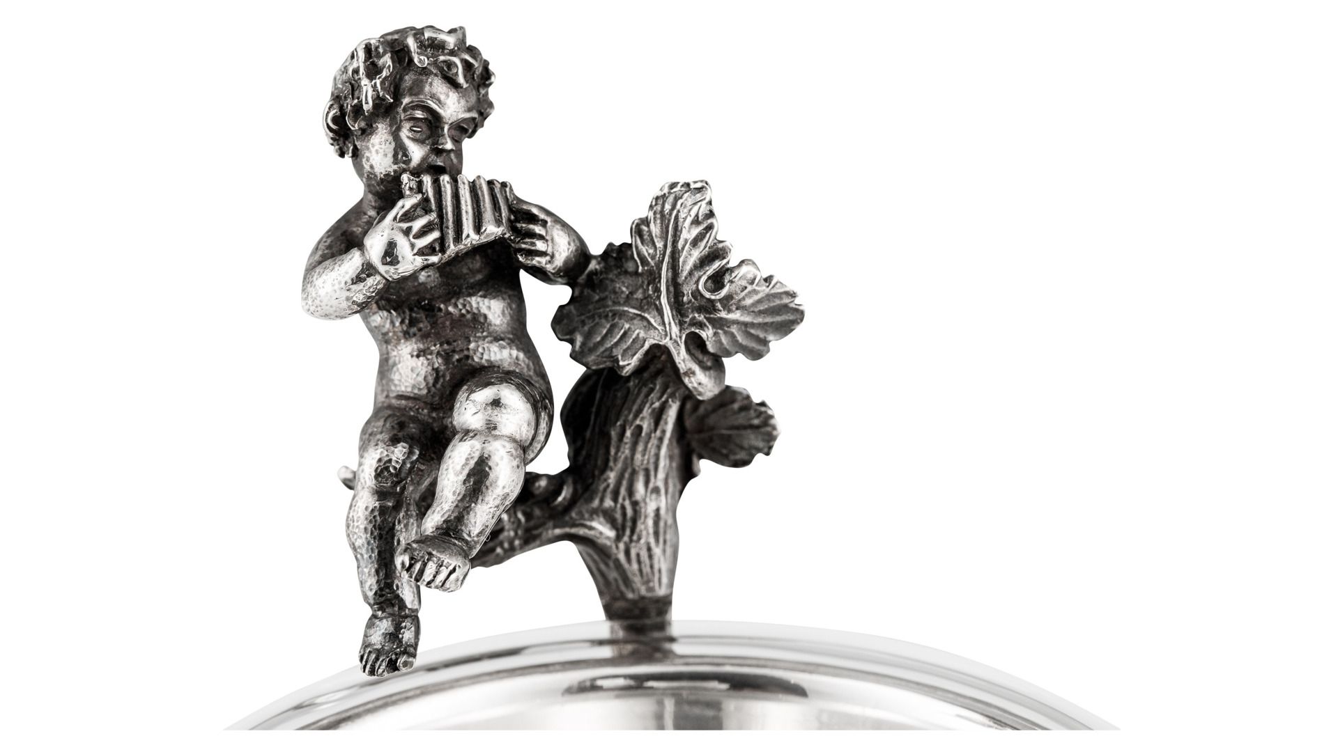Солонка круглая с ложкой Schiavon Ангел 16 см, серебро 925пр