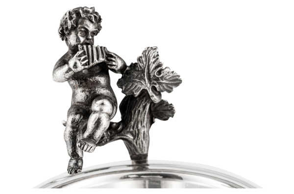 Солонка круглая с ложкой Schiavon Ангел 16 см, серебро 925пр