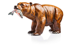 Фигурка Herend Медведь Гризли с рыбой 12,5 см