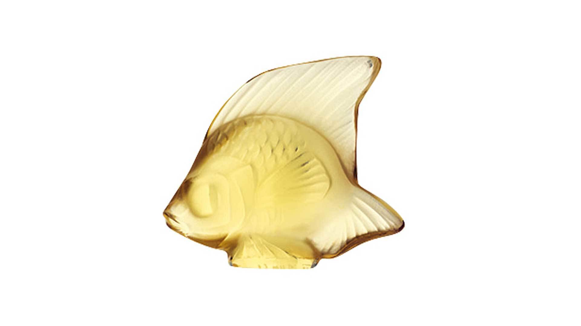 Скульптупа Lalique Рыбка, хрусталь, золотая