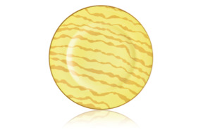 Тарелка акцентная Royal Crown Derby Рюши 21,5см (желтая, тонкие золотые полосы)