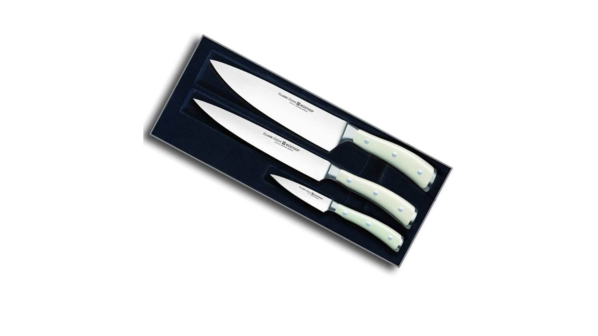 Набор из 3 кухонных ножей WUESTHOF Ikon Cream White, 9/20/20см, кованая сталь