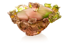 Конфетница с крышкой Cristal de Paris Розы 20см, пурпурная