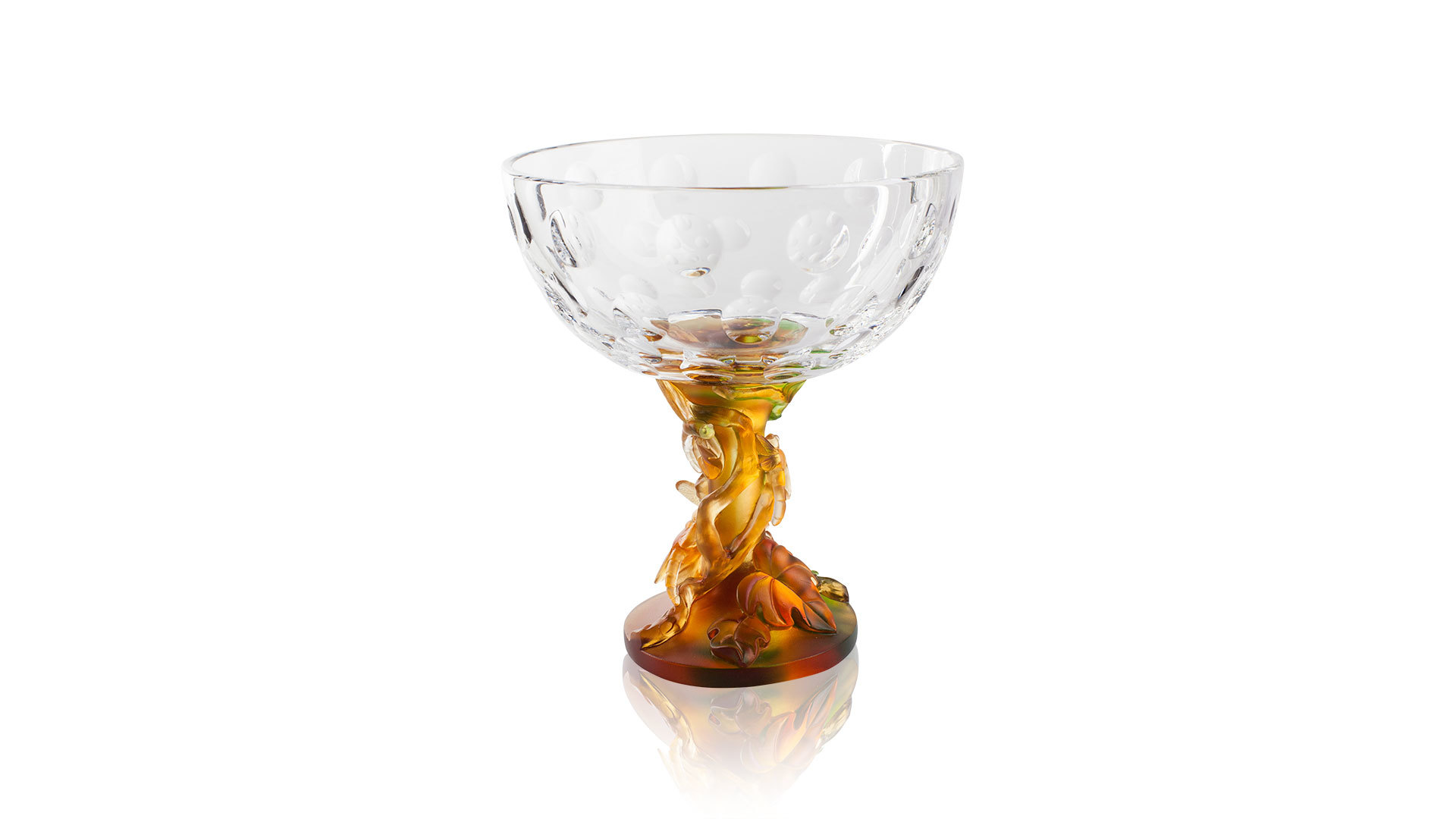 Чаша на ножке Cristal de Paris Стрекозы 18см, янтарная