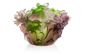 Конфетница с крышкой Cristal de Paris Фиалки 30 см, пурпурная