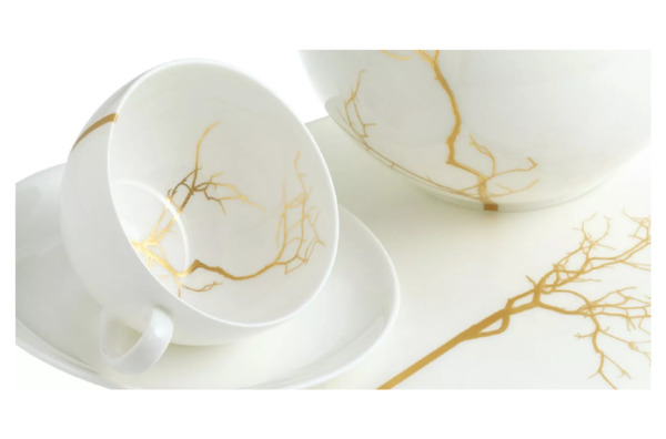 Чашка чайно-кофейная с блюдцем Dibbern Золотой лес Белый декор 250 мл