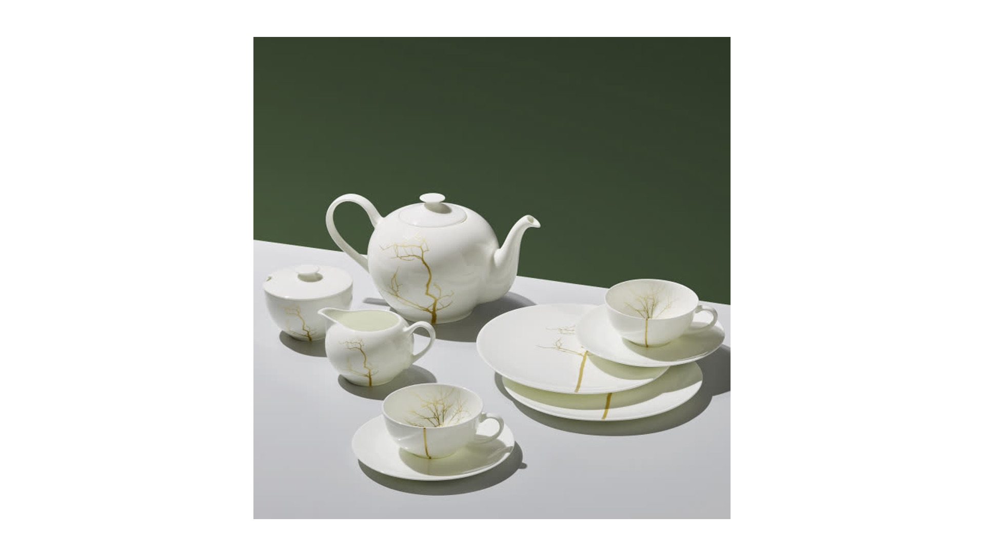 Чашка чайно-кофейная с блюдцем Dibbern Золотой лес Белый декор 250 мл