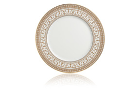 Тарелка обеденная 28см Тиара, широкий кант, белый, золотой декор