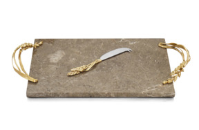 Доска для сыра с ножом Michael Aram Золотая пшеница 48х25 см