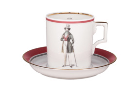 Чашка чайная с блюдцем ИФЗ Modes de Paris Гербовая 220 мл, фарфор, коричневый твердый