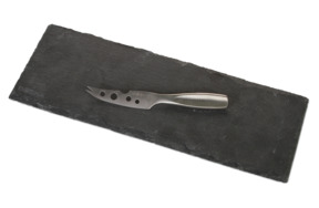 Доска сервировочная для сыра Boska с ножом для мягких сыров, узкая, 33x11.5x1см, сланец