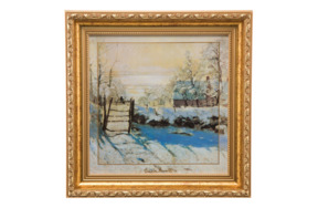 Картина Goebel Зимний пейзаж Моне 31х31 см, фарфор твердый