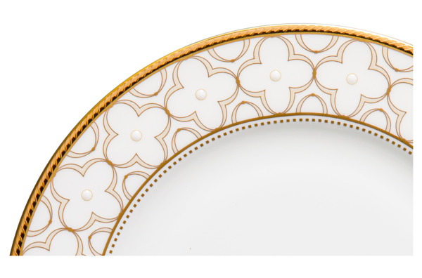 Тарелка десертная Noritake Трефолио, золотой кант 16,5 см, фарфор костяной