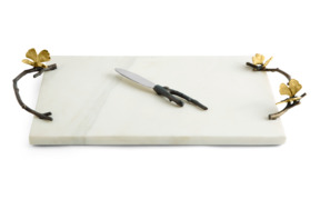 Доска для сыра с ножом Michael Aram Бабочки гинкго 47х25 см, мрамор