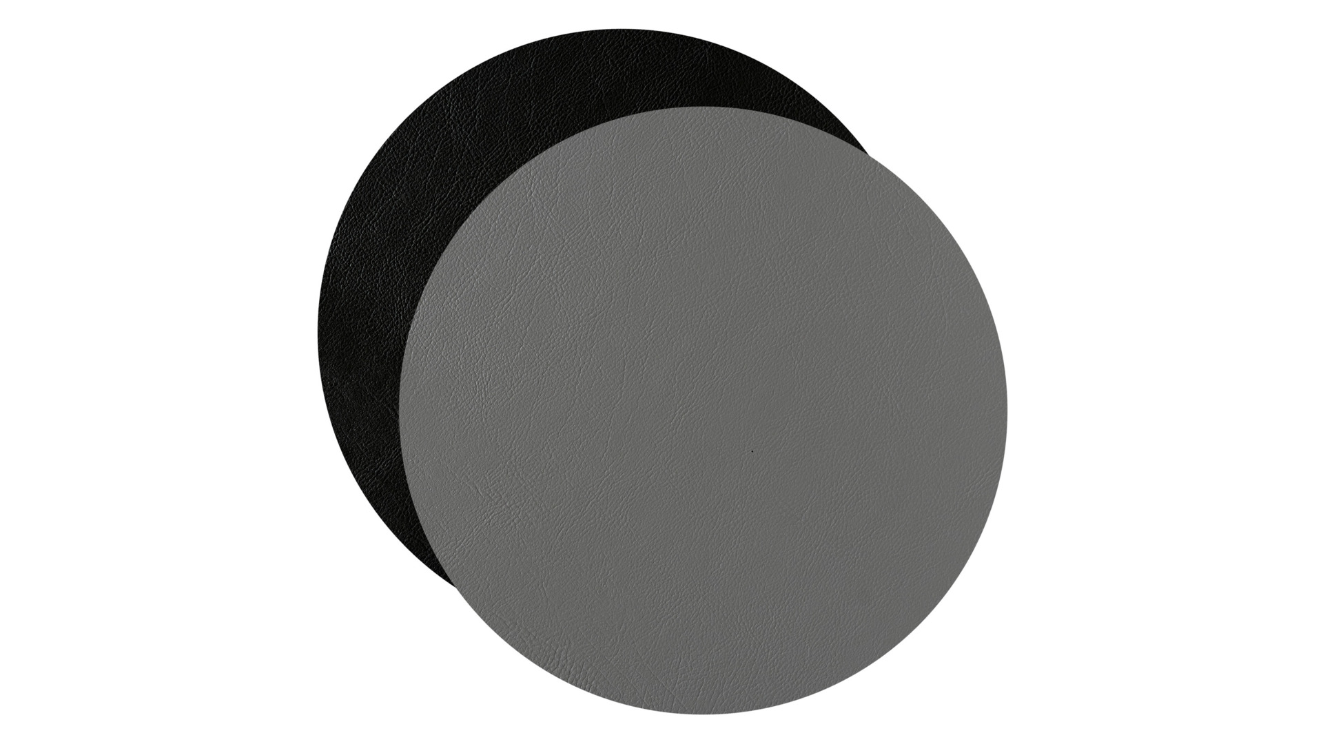 Подставка под бокалы круглая двусторонняя ADJ d12 см, кожа натуральная, черно-серый