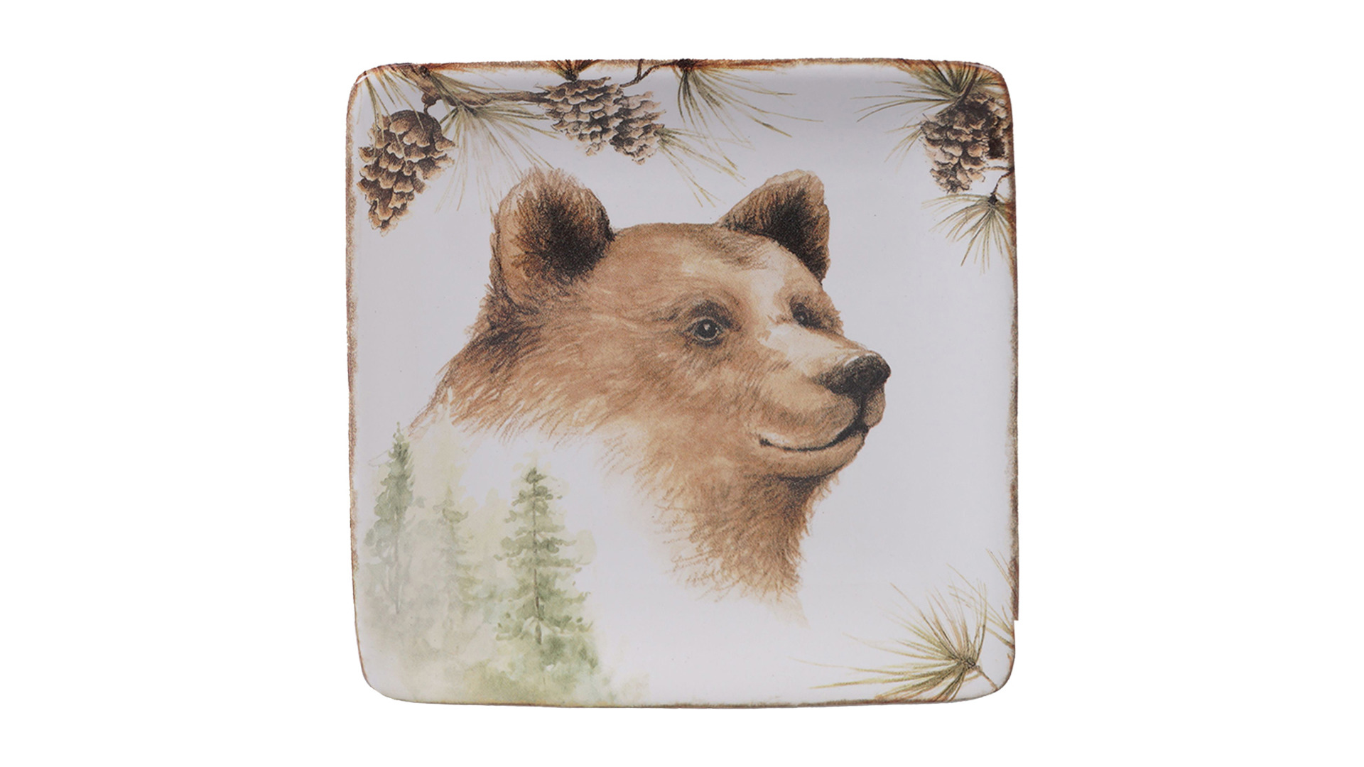 Тарелка пирожковая квадратная Certified Int Заповедный лес.Медведь 15 см, керамика