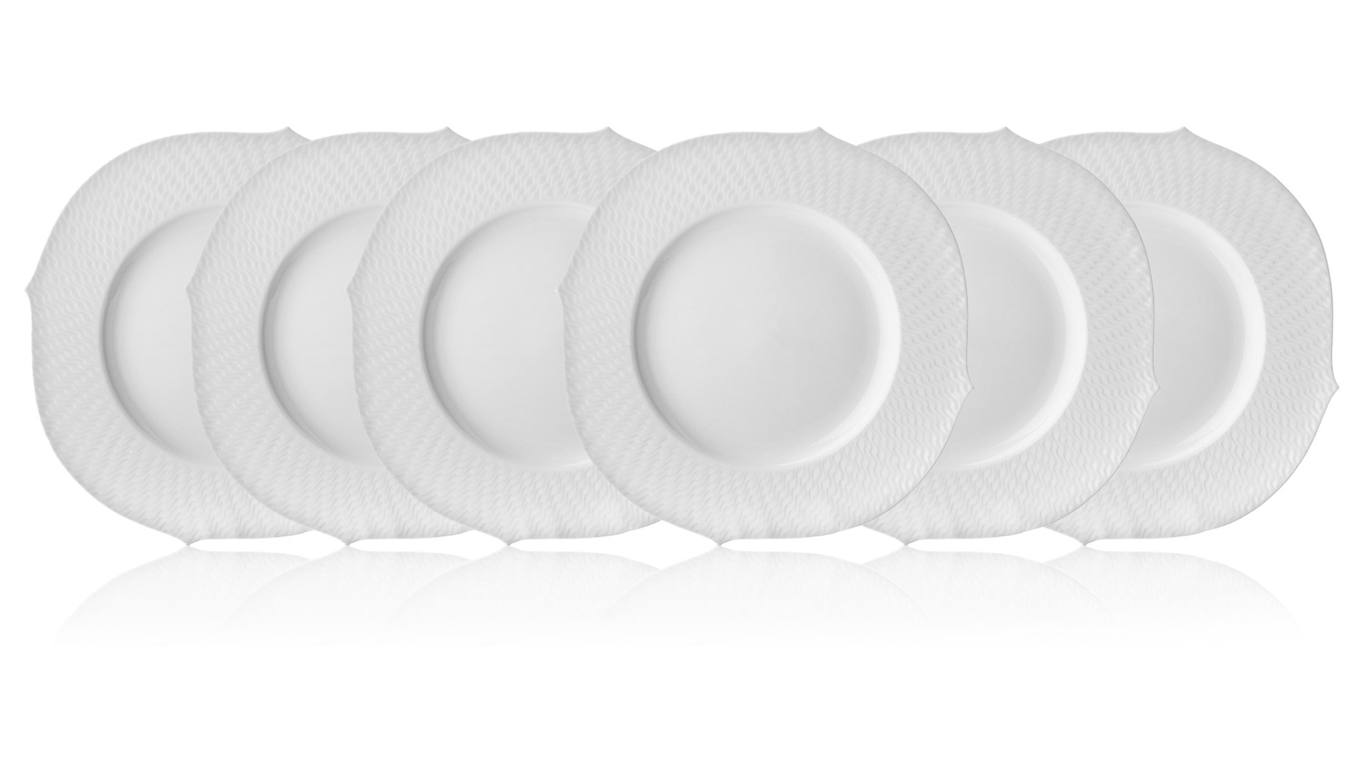 Набор из 6 тарелок десертных Meissen Игра волн, рельеф, белый, 19,5 см