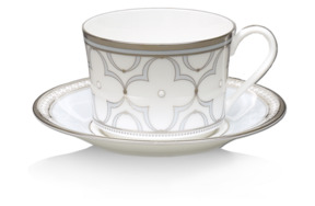 Чашка чайная с блюдцем Noritake Трефолио, платиновый кант 250 мл