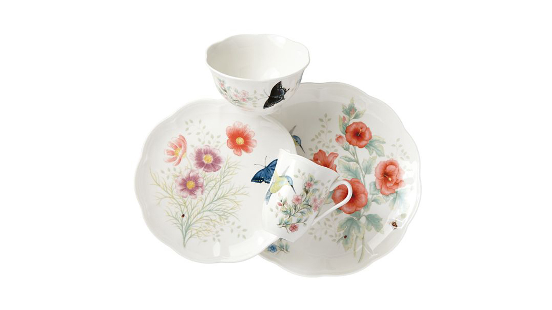 Сервиз чайно-столовый Lenox Бабочки на лугу. Птицы. Колибри на 4 персоны 16 предметов