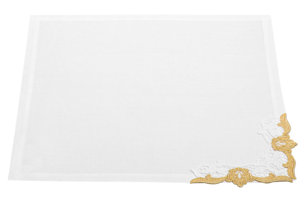 Набор салфеток Weissfee Сансуси Люкс 45х45 см, 6 шт, лен, белый, золотистое кружево