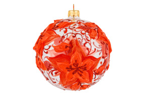 Украшение елочное шар Bartosh Рождественник, красное, стекло
