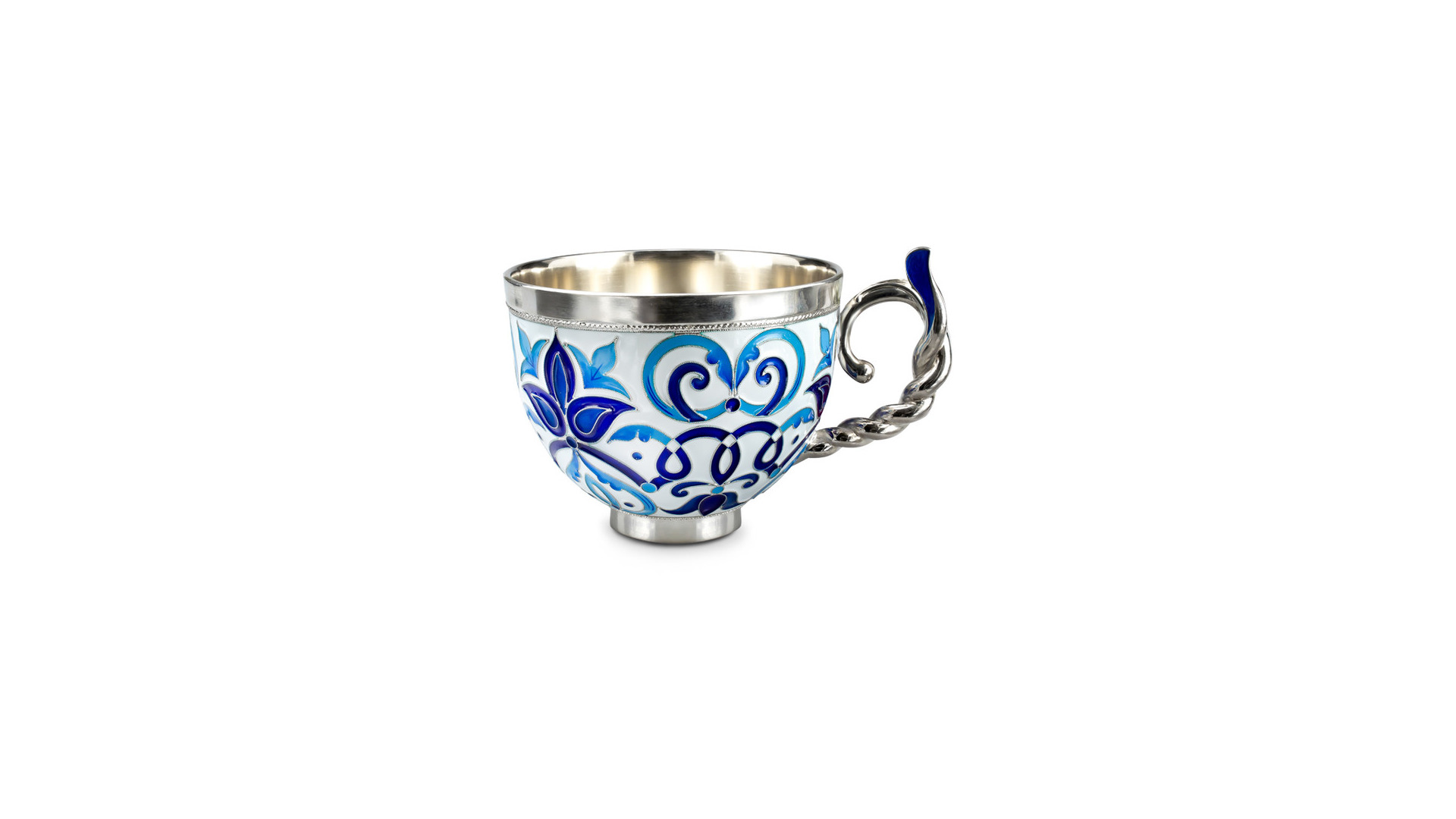 Чашка с блюдцем Русские самоцветы 428,09 г, серебро 925