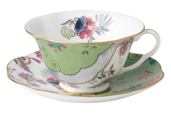 Чашка чайная с блюдцем Wedgwood Бабочки и цветы Букет 240 мл, фарфор