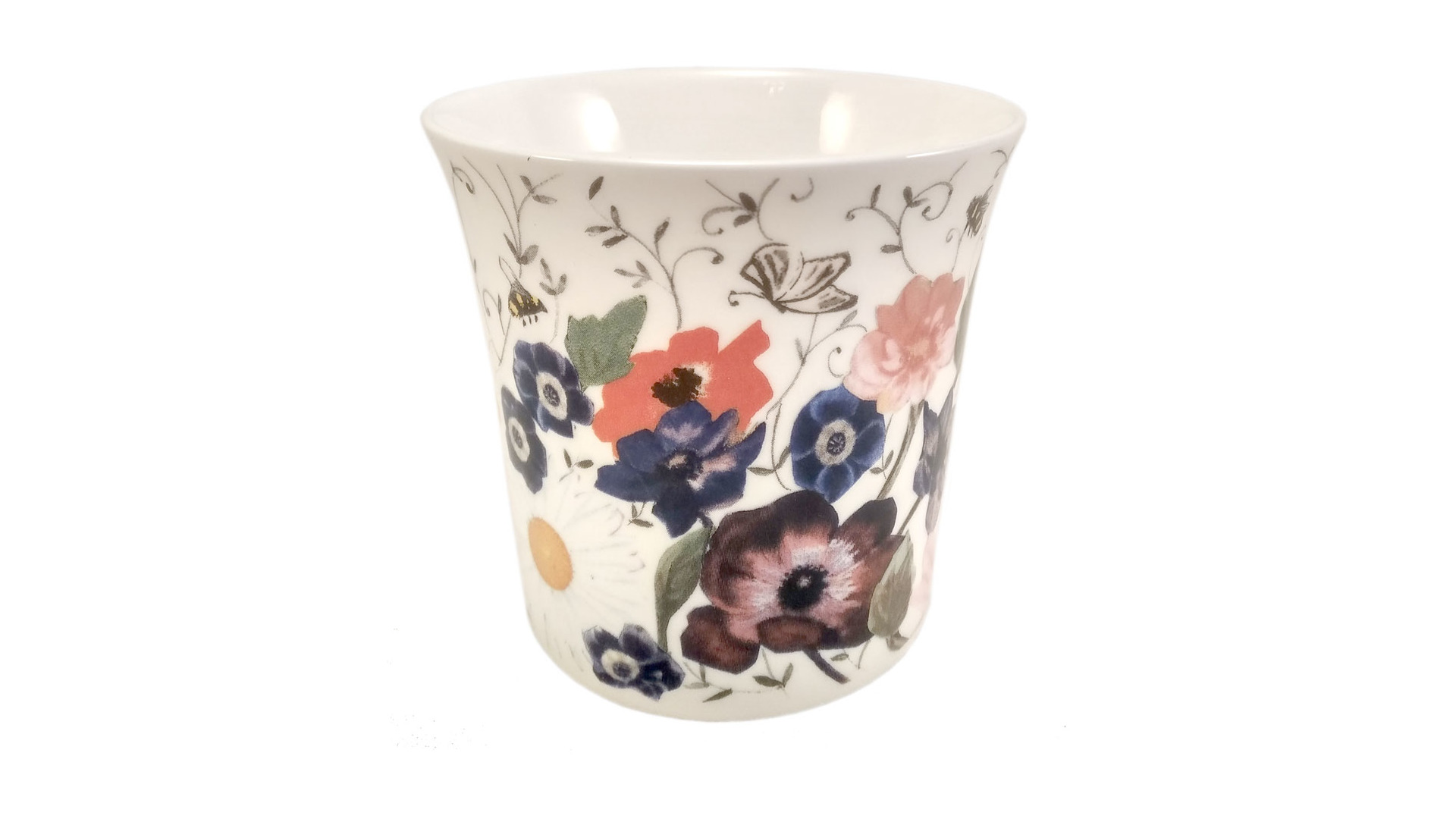 Кружка Just Mugs Цветочки и бабочки 400мл, фарфор костяной