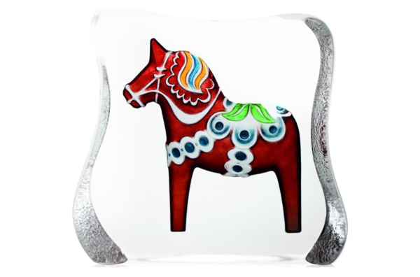 Скульптура Maleras Далекарлийская лошадка 15 см, хрусталь, красный