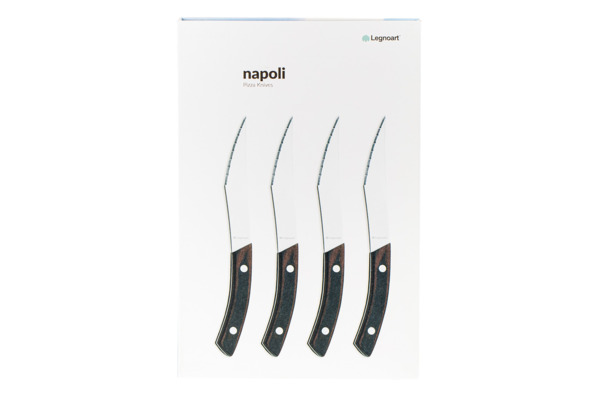 Набор ножей для стейка и пиццы Legnoart Napoli, 4 шт, ручка из светлого дерева, п/к