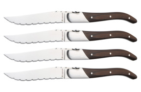 Набор ножей для стейка Legnoart Fassona 4 шт, ручка из темного дерева, п/к