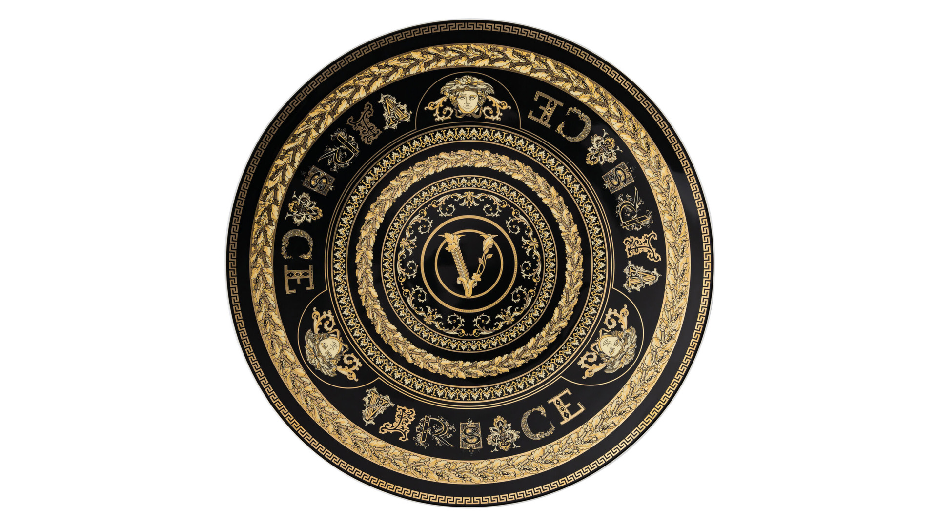 Тарелка подстановочная Rosenthal Versace Virtus Gala 33 см, черная, фарфор