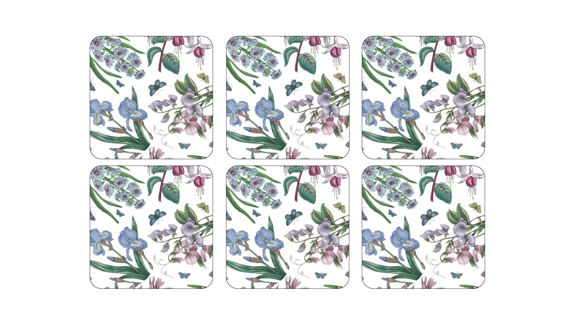 Набор подставок для бокалов Pimpernel Ботанический сад Ситец 10,5х10,5 см, 6 шт, пробка, п/к