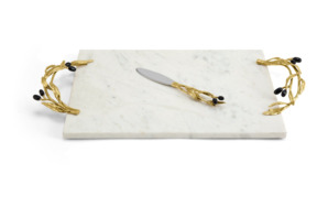 Доска для сыра с ножом Michael Aram Оливковая ветвь 50х25 см, мрамор, белая