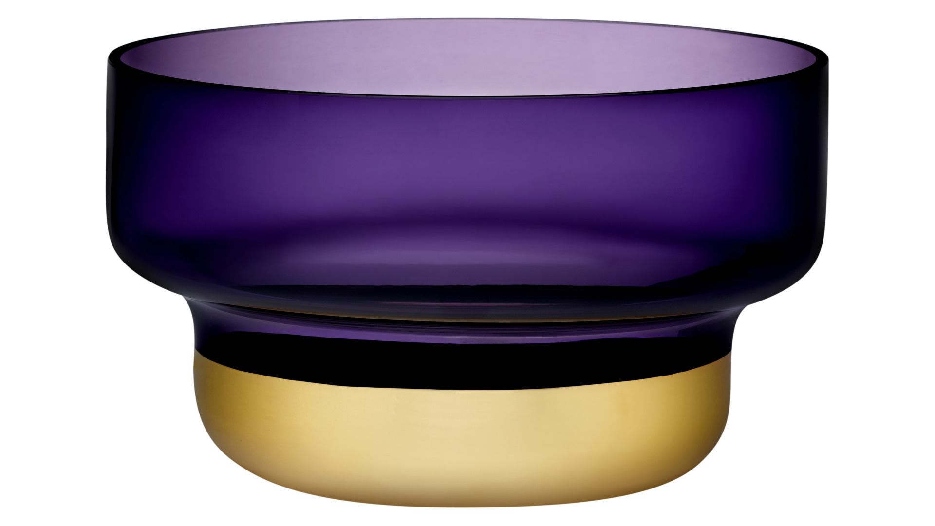 Чаша декоративная Nude Glass Контур d24 см, фиолетовая с золотым дном, стекло хрустальное
