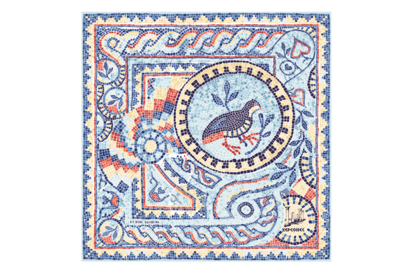 Платок сувенирный Русские в моде Грезы о Византии 90х90 см, шелк, вискоза, машинная подшивка