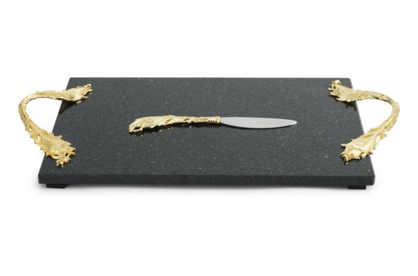 Доска для сыра с ножом Michael Aram Перья 46х25 см, гранит