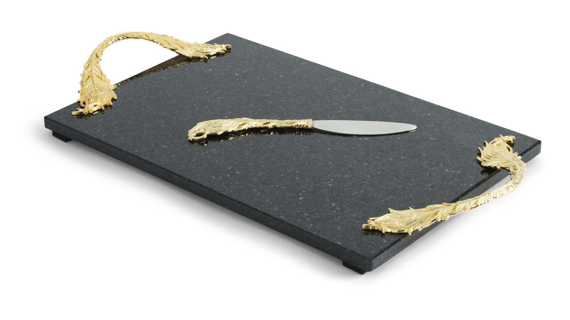 Доска для сыра с ножом Michael Aram Перья 46х25 см, гранит