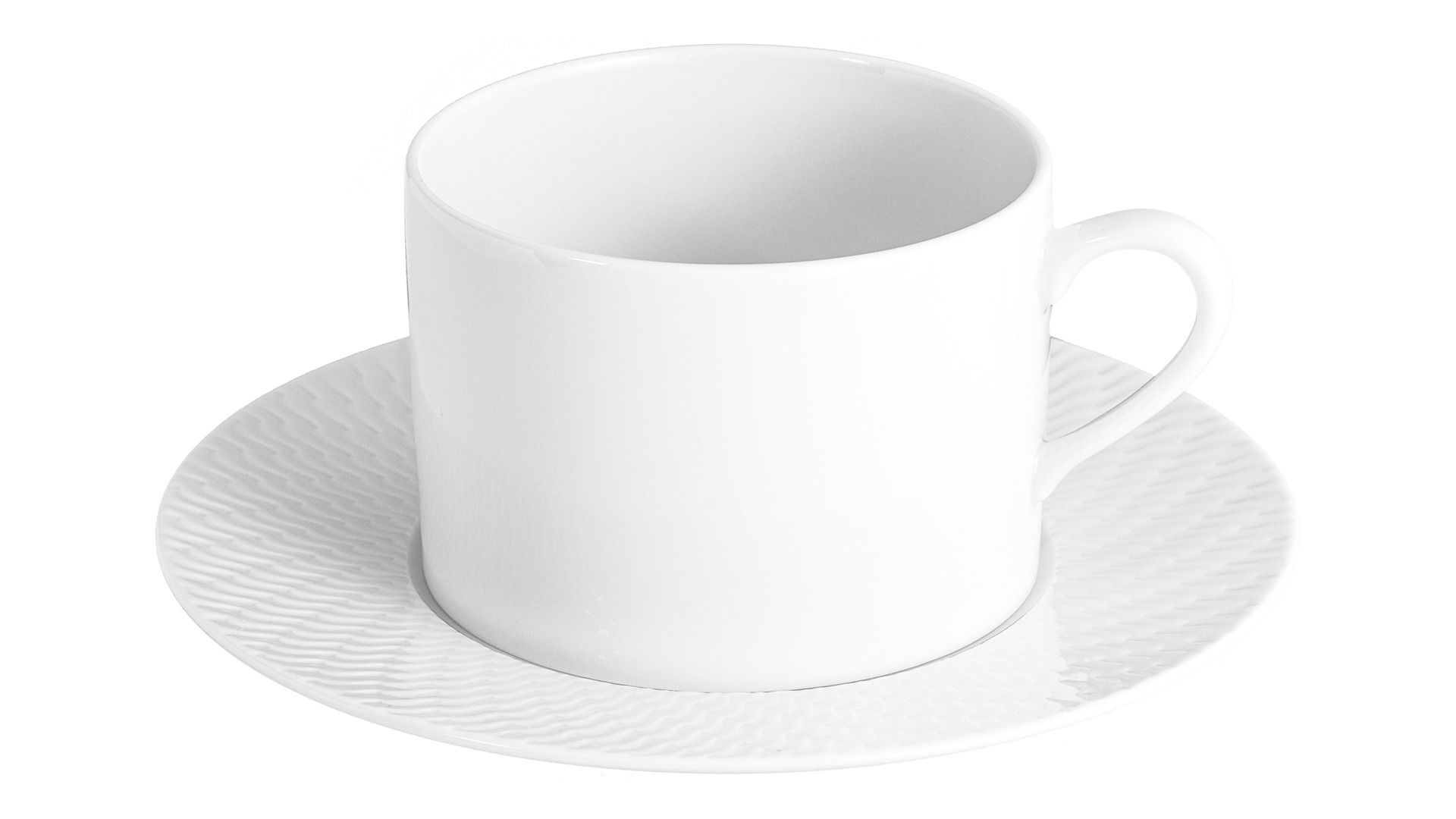 Чашка для капучино с блюдцем Meissen Игра волн, рельеф, белый,  250 мл