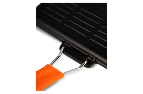 Сковорода-гриль прямоугольная LAVA 21х30 см,  с силиконовой ручкой, чугун, оранжевая