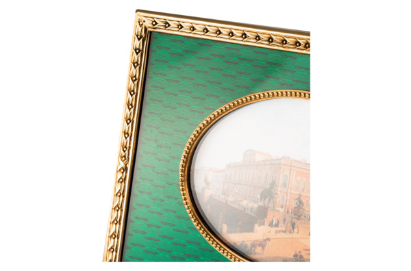 Рамка для фото Русские самоцветы, латунь, огранка Овал, зеленая