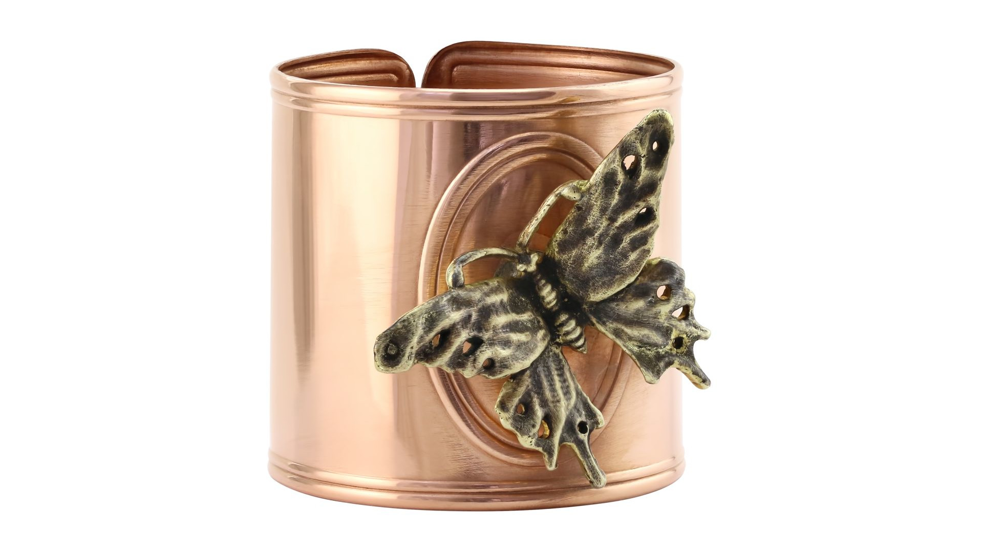 Кольцо для салфеток Кольчугинский мельхиор Бабочка с чернью 4 см, медь
