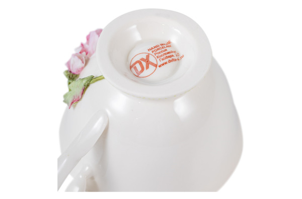 Чашка чайная с блюдцем Delta-X Мак розовый №3, 220 мл, фарфор