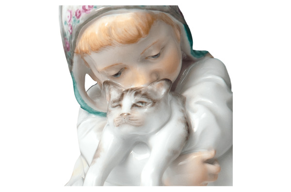 Фигурка Meissen Девочка с кошкой 12,5 см, фарфор