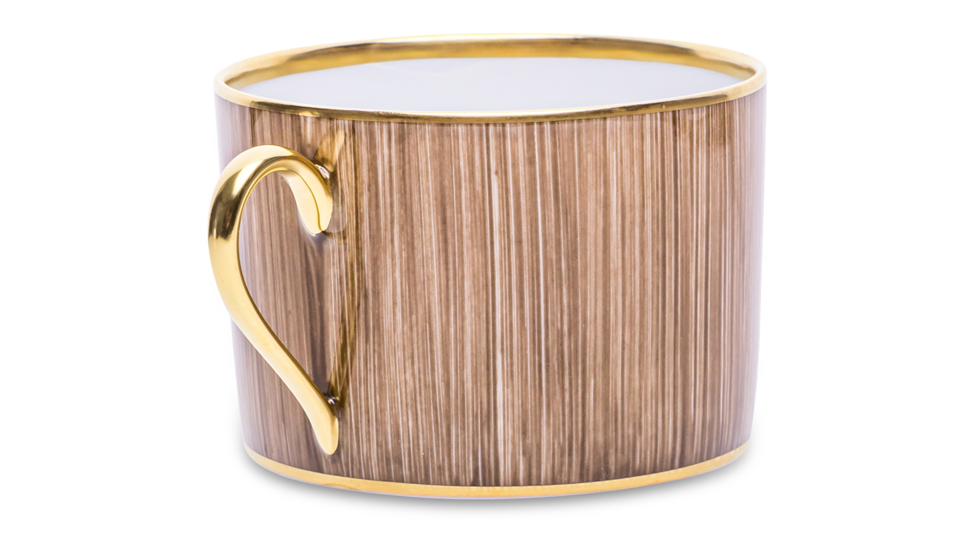 Чашка чайная с блюдцем Legle Карбон 250 мл, фарфор, темно-коричневая, матовый золотой кант