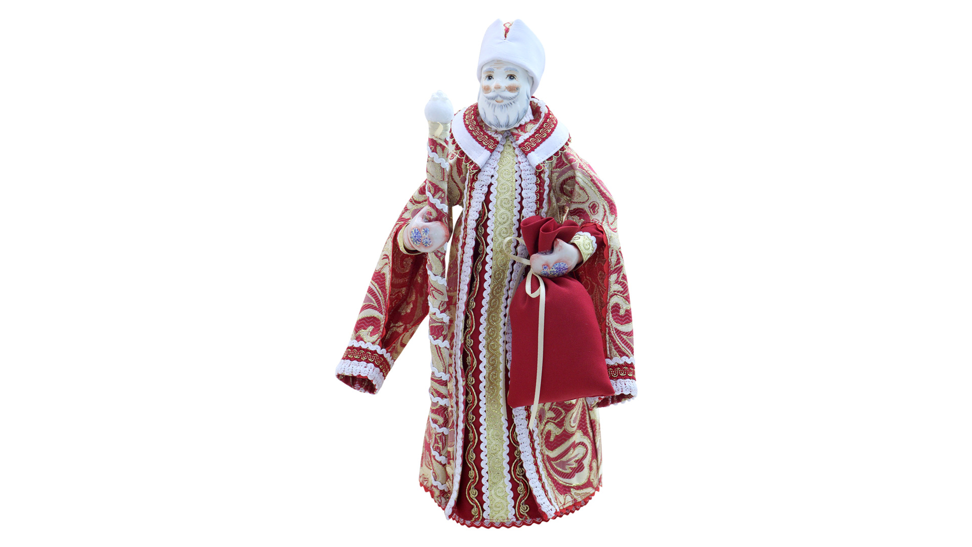 Кукла сувенирная интерьерная Семикаракорская керамика Дед Мороз 38 см, фаянс