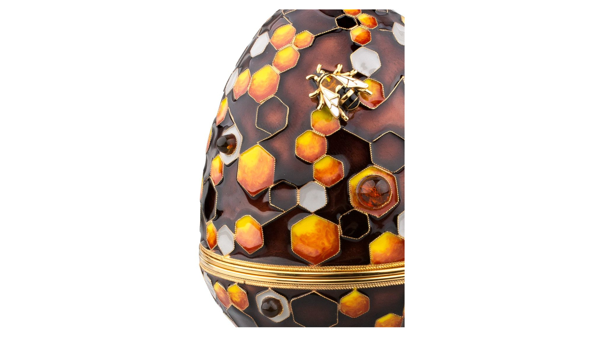 Шкатулка-яйцо Русские самоцветы Соты, медь