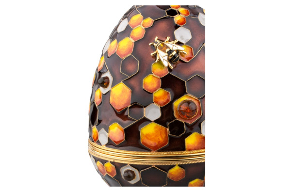 Шкатулка-яйцо Русские самоцветы Соты, медь
