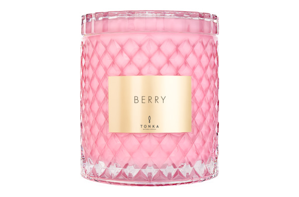 Свеча ароматическая в деревянном коробке со стеклом Tonka Berry 2 л, стекло, стакан розовый глосс, п